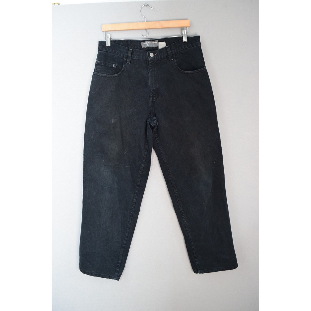 Vtg 2001 Levi's SilverTab Jeans 32x32 Black Baggy Fit Mens USA Denim Distressed